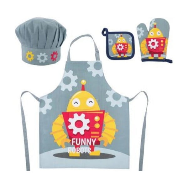 Set de bucătărie pentru copii din bumbac 4 buc Robot - Tiseco Home Studio-image-2