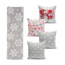 Set 4 fețe de pernă și un napron de masă cu model de Crăciun Minimalist Cushion Covers Snowflakes