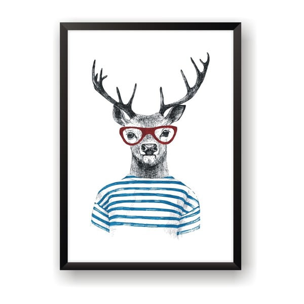 Poster Nord & Co Deer With Glasses, 40 x 50 cm