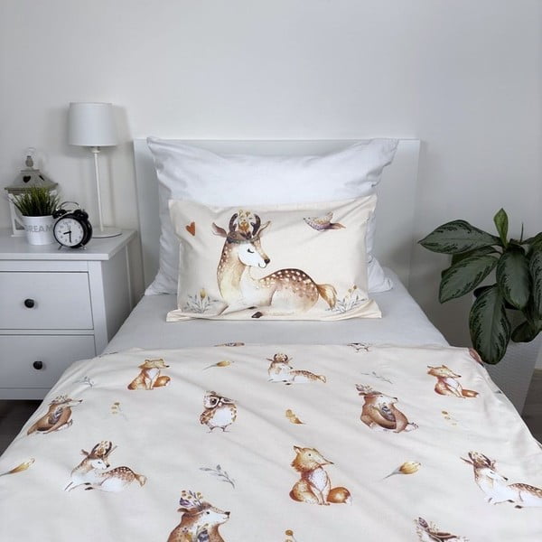 Lenjerie de pat pentru copii bej din bumbac pentru pătuț 100x135 cm Animals "Woodland" – Jerry Fabrics-image-3