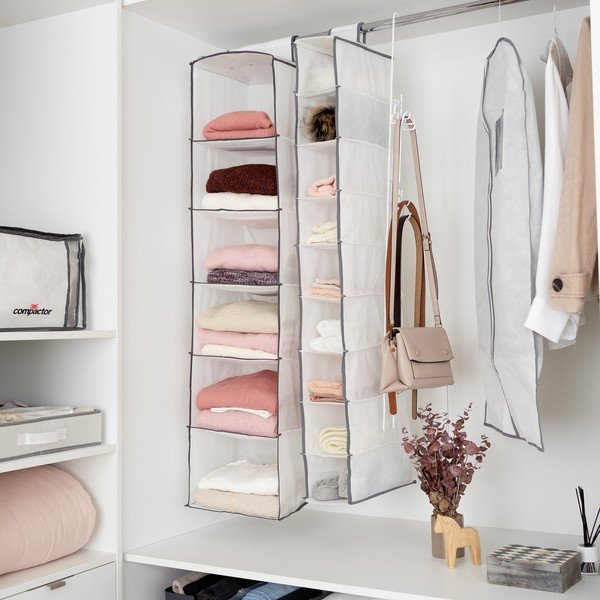 Organizator pentru șifonier de suspendat din material textil Novara – Compactor-image-1