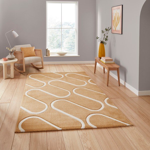 Covor galben ocru 120x170 cm Linear Curve – Catherine Lansfield-image-2