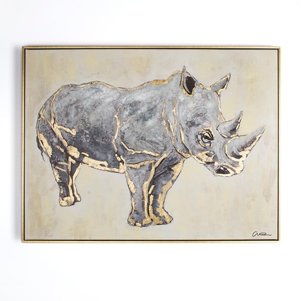 Tablou pictat manual Graham & Brown Rhino, 80 x 60 cm