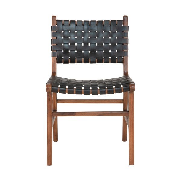 Scaune de dining negre/maro 2 buc. lemn masiv de tec Perugia – House Nordic-image-1