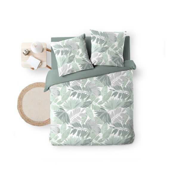 Lenjerie de pat verde din microflanel pentru pat dublu/extinsă 240x220 cm Epicea – douceur d'intérieur