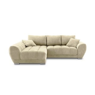 Colțar extensibil cu tapițerie de catifea și șezlong pe partea stângă Windsor & Co Sofas Nuage, bej