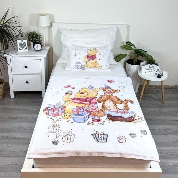 Lenjerie de pat pentru copii albă din bumbac pentru pătuț 100x135 cm WTP "Birthday party" – Jerry Fabrics-image-1