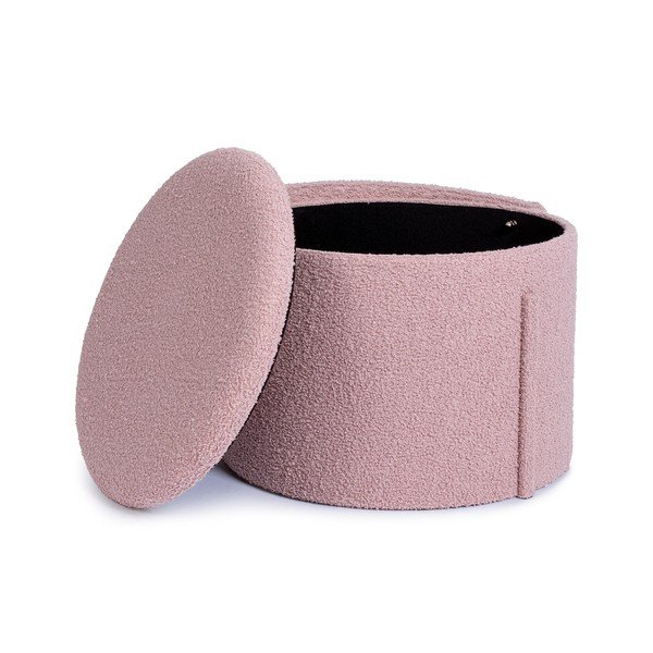 Puf roz prăfuit cu tapițerie din țesătură bouclé Anthea – Yes Everyday-image-2