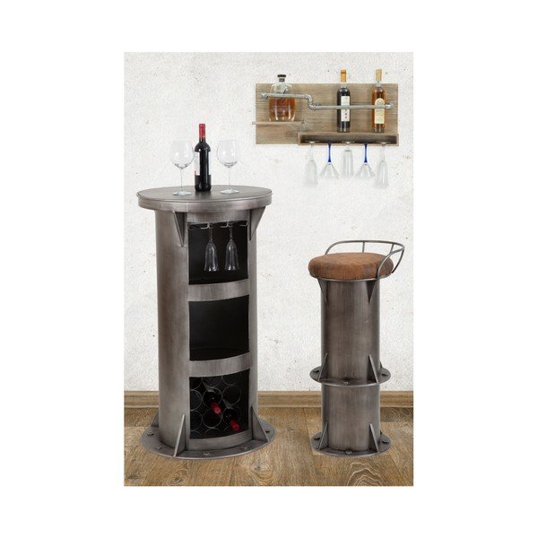 Suport de perete pentru sticle și pahare Mauro Ferretti Pipe Bar, 30 x 70 cm-image-1