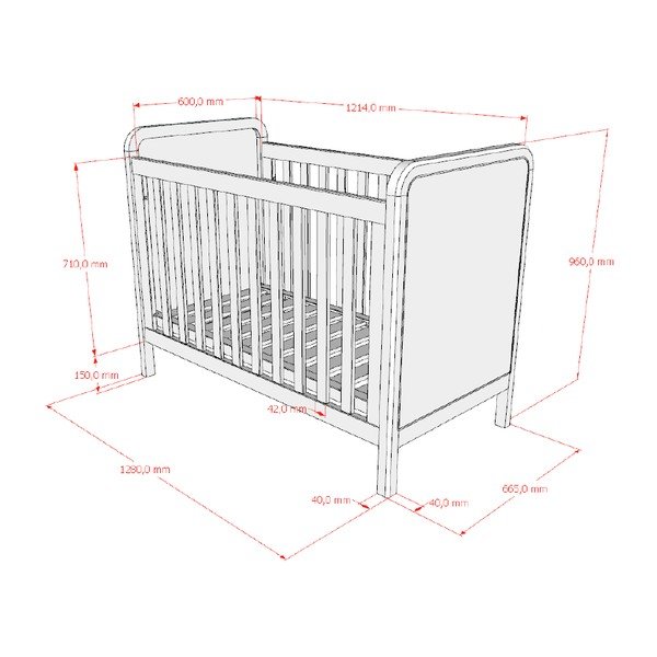 Pătuț în culoare naturală cu înălțime reglabilă 60x120 cm Woods – Vipack-image-3