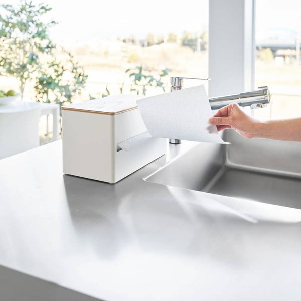 Suport orizontal pentru prosoape de bucătărie din hârtie alb din metal Rin – YAMAZAKI-image-4