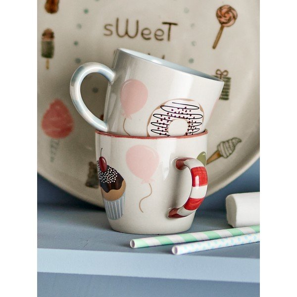 Căni pentru copii crem 2 buc. din gresie 200 ml Darby – Bloomingville Mini-image-1