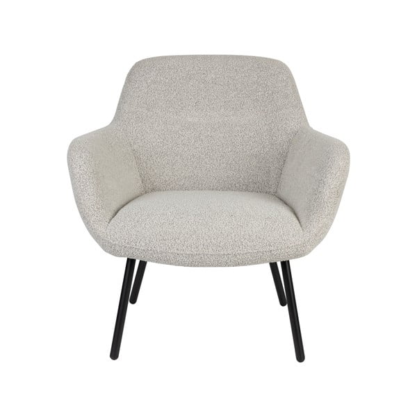 Fotoliu alb cu tapițerie din țesătură bouclé Dude – White Label-image-2