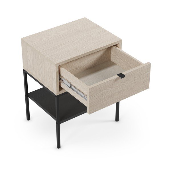 Noptieră în culoare naturală deschisă cu rafturi cu aspect mat Sali – Marckeric-image-1