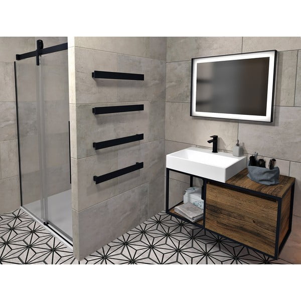 Suport pentru prosoape negru mat de montat pe perete Patron – Sapho-image-1