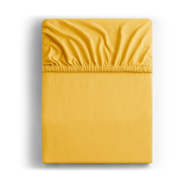 Cearșaf de pat galben DecoKing Amber Collection, 220-240 x 200 cm