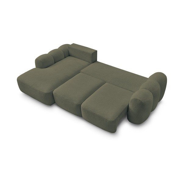 Colțar verde extensibil/cu spațiu de depozitare cu tapițerie din țesătură bouclé (cu colț pe partea stângă/cu șezlong) Montaigne – Bobochic Paris-image-3