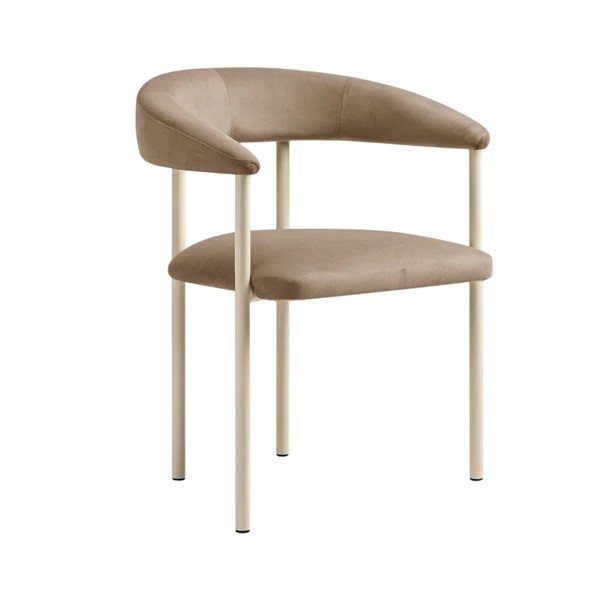 Scaun de living bej/crem cu cotiere tapițat Lea – Micadoni 