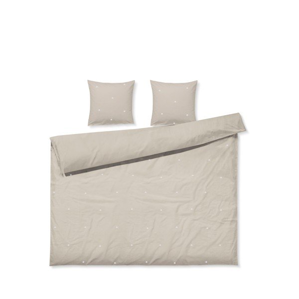 Lenjerie de pat bej din bumbac percal pentru pat dublu/extinsă 200x220 cm Daisy – JUNA