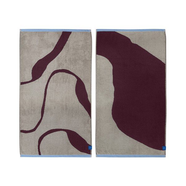 Prosoape burgundy/grej 2 buc. din bumbac organic din frotir 50x90 cm Nova Arte  – Mette Ditmer Denmark