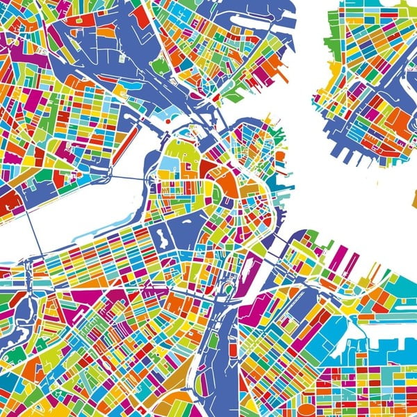 Tablou Homemania Maps Boston, 60 x 60 cm