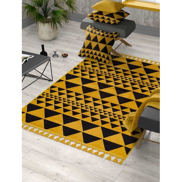 Covor galben lavabil 200x100 cm - Vitaus-image-1