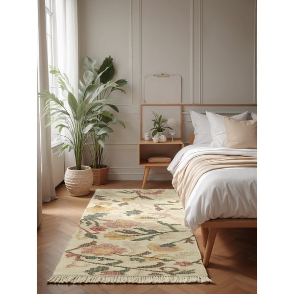 Covor tip traversă crem țesut manual din iută 80x200 cm Roya Violette – Elle Decoration-image-1