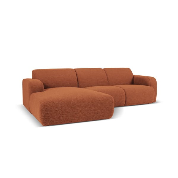 Colțar maro cu tapițerie din stofă bouclé (colț stânga) Molino – Micadoni Home-image-2