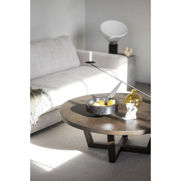 Măsuță de cafea maro închis rotundă cu aspect de lemn de stejar ø 110 cm Boxford – Rowico-image-3