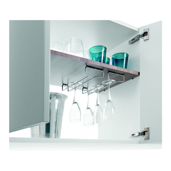 Suporturi pentru pahare de vin argintii 2 buc. de montat pe perete din oțel Rail – Metaltex-image-3