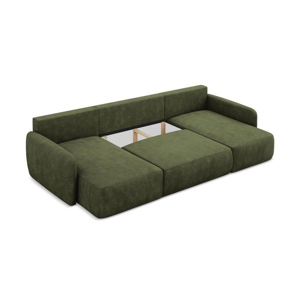 Colțar verde extensibil/cu spațiu de depozitare cu tapițerie din chenille (în formă de "U") Lilo – Makamii-image-3