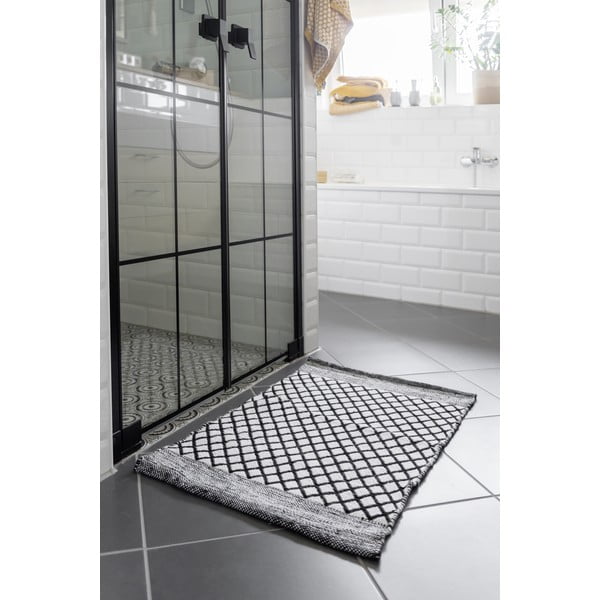 Covoraș de baie alb-negru din plastic reciclat 50x80 cm Tara – Wenko-image-1