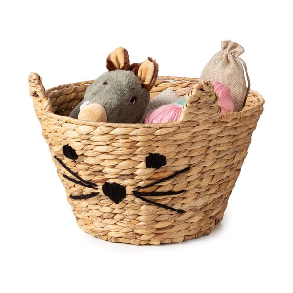Coș de jucării pentru copii în culoare naturală din zambilă de apă ø 35x26 cm Cat – Compactor-image-1