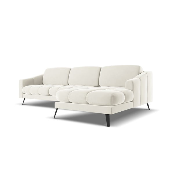 Colțar crem cu tapițerie din catifea (cu colț pe partea dreaptă) Nalu – Makamii-image-2