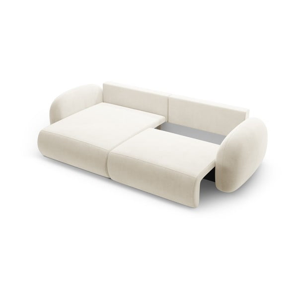 Colțar crem extensibil/cu spațiu de depozitare cu tapițerie din catifea Tonale – Cosmopolitan Design-image-3