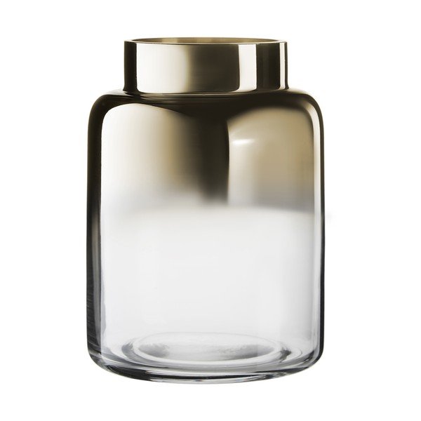 Vază din sticlă suflată manual Westwing Collection Uma, înălțime 20 cm, auriu