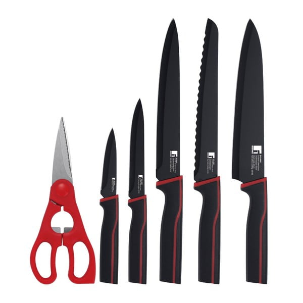 Set 5 cuţite şi foarfecă pentru bucătărie Bergner Kyoto