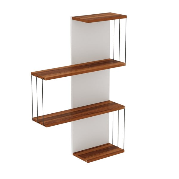 Raft alb-în culoare naturală etajat cu aspect de lemn de pin 64 cm Cambel – Kalune Design