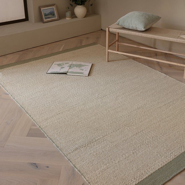 Covor crem-verde salvie țesut manual din lână 120x170 cm Lima Sage – Asiatic Carpets-image-1