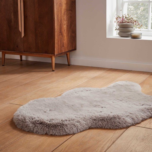 Blană gri deschis sintetică 60x90 cm Super Teddy – Think Rugs-image-2
