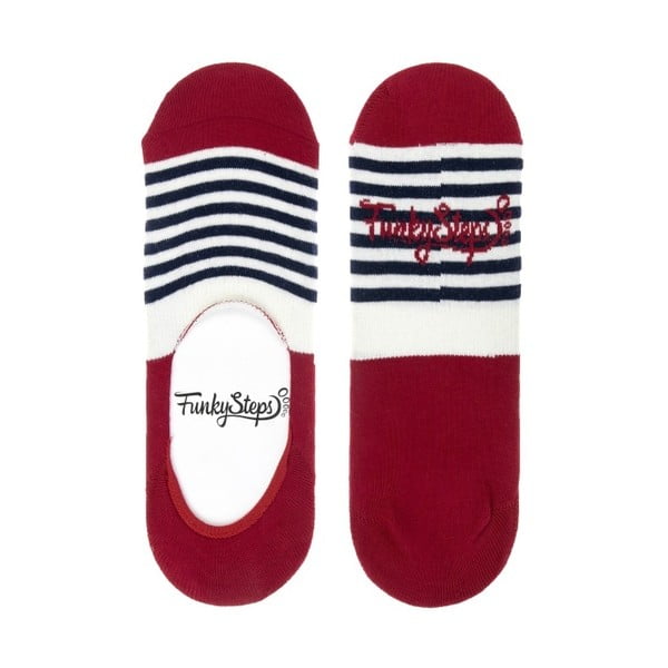 Șosete joase Funky Steps Stripes, mărime 39–45, roșu
