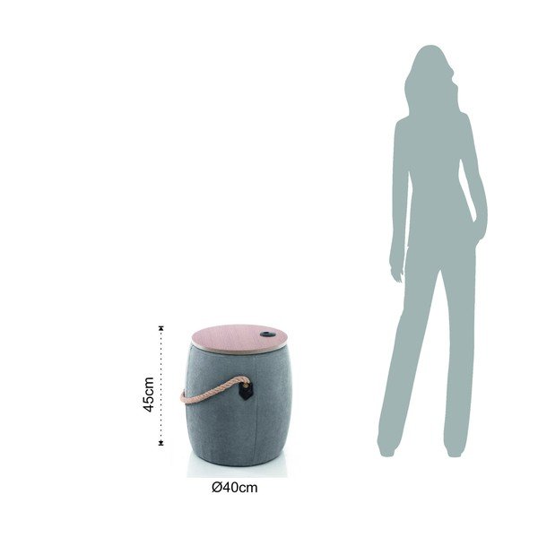 Puf cu spațiu de depozitare Tomasucci Barril, ø 40 cm, gri-image-4