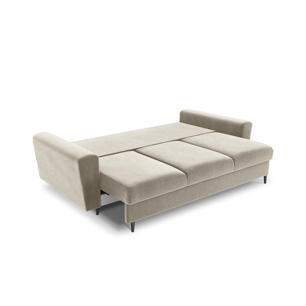 Canapea bej extensibilă, cu spațiu de depozitare cu tapițerie din catifea 235 cm Kyoto – Cosmopolitan Design-image-2