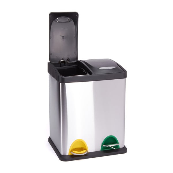 Coș de gunoi 2x8 l argintiu mat pentru reciclare/cu pedală din oțel   Tri Selectif – MSV-image-2