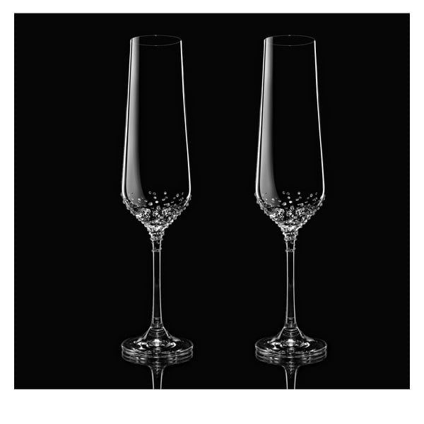 Set 2 pahare șampanie Rhea Swarovski Elements în ambalaj luxos