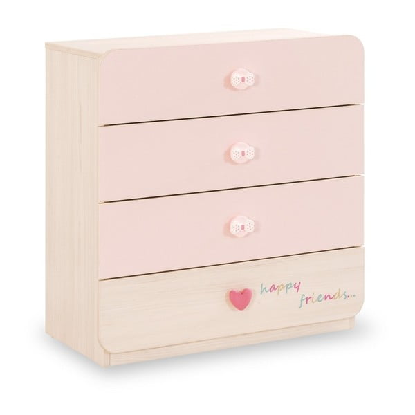 Comodă Baby Girl Dresser, roz deschis