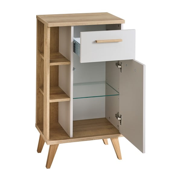 Dulap de baie crem-în culoare naturală jos cu aspect de lemn de stejar 50,5x89,5 cm Quickset 966 – Pelipal-image-2