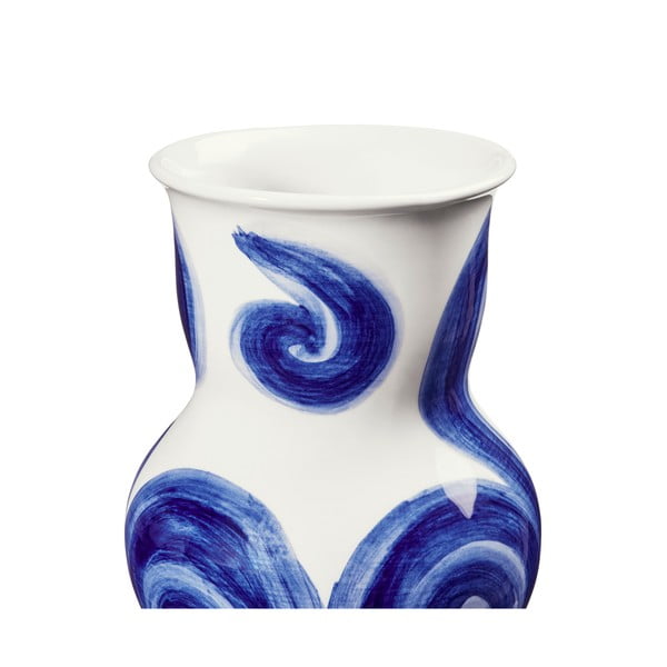 Vază albastră din gresie pictată manual Tulle – Kähler Design-image-3