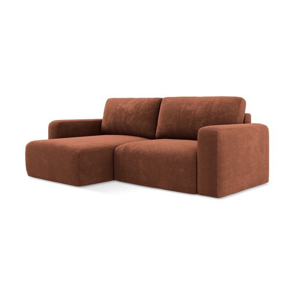 Colțar teracotă extensibil/cu spațiu de depozitare cu tapițerie din chenille (cu colț pe partea stângă/cu șezlong) Kona – Makamii-image-2