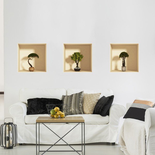 Set 3 autocolante cu efect 3D Ambiance Bonzai